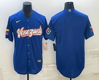 Mens Venezuela Baseball Blank 2023 Royal World Classic Stitched Jersey
